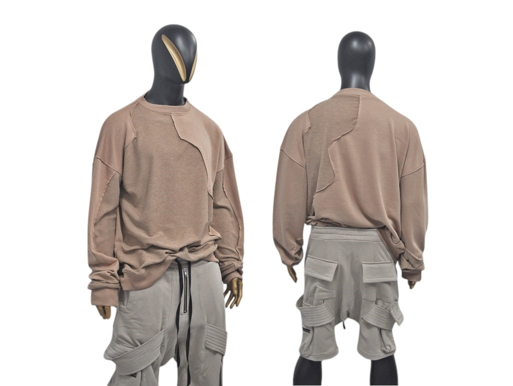 Oversize Panel Construction Reversed Hoodie, Essential Pullover -BB0182