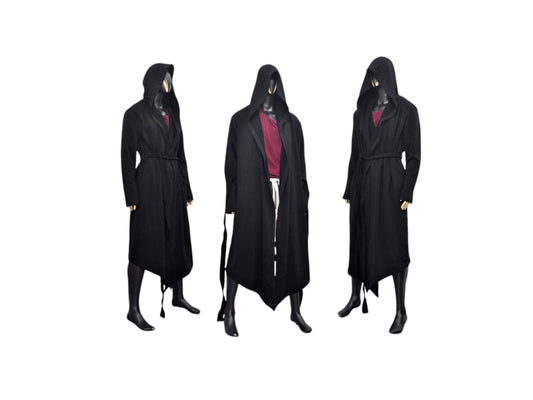Men's Draped Overlong Hooded Belted CARDIGAN /Shawl Cozy Gown,Winter BB125