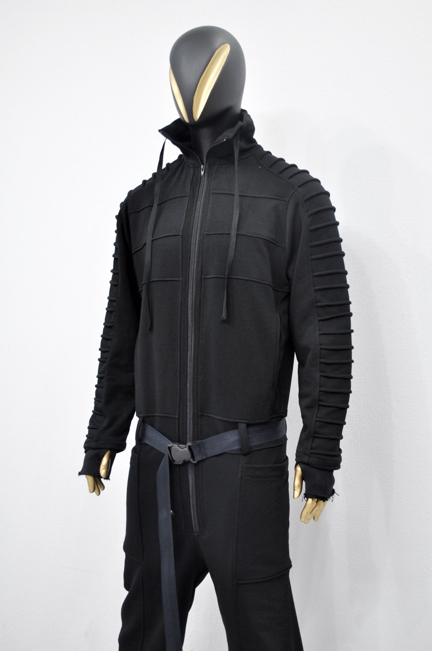 Men's Black Overall Jumpsuit,Flight Suit,Cyberpunk/Futuristic Jacket-BB0155