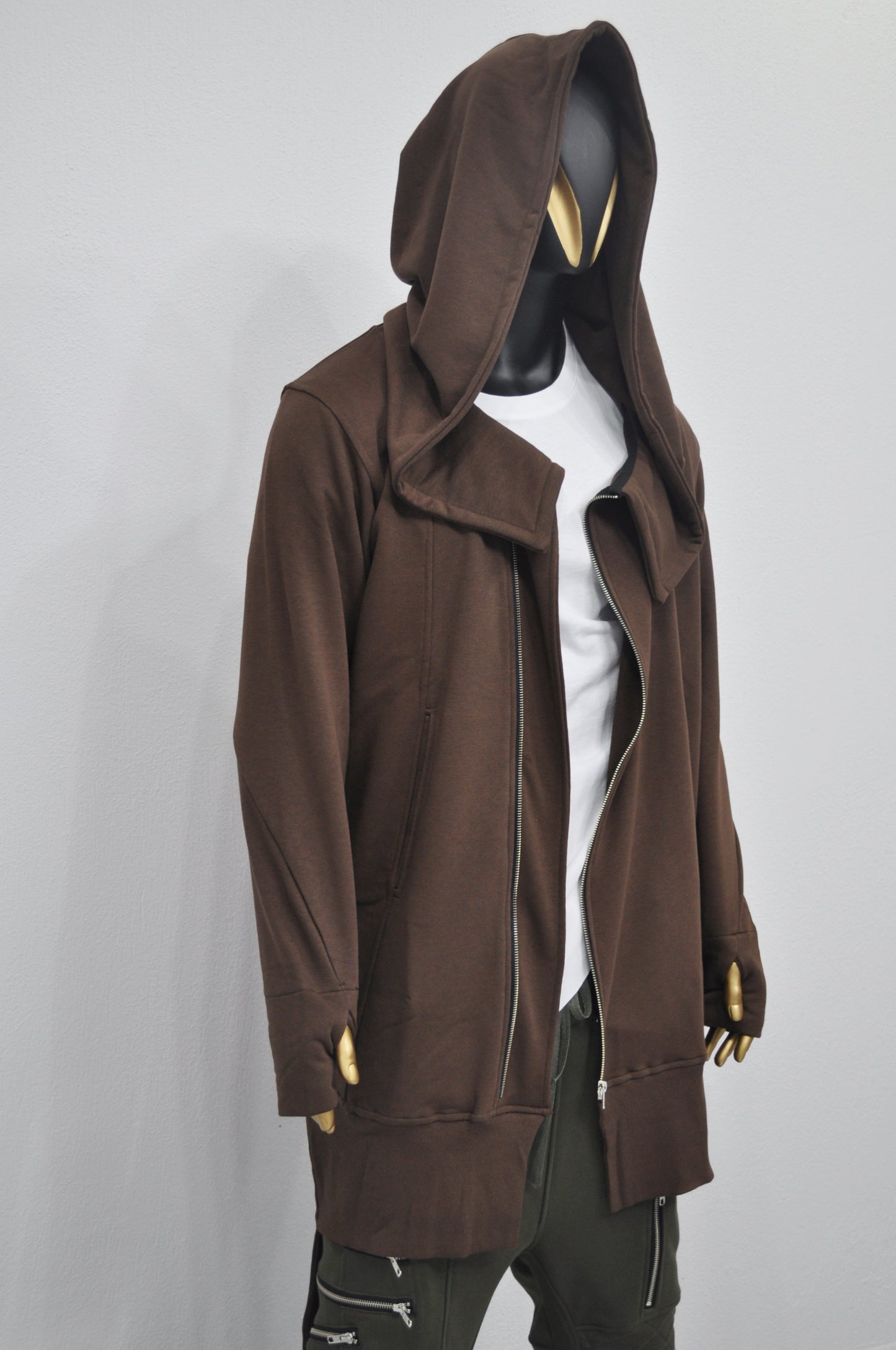 Overlong Ashashin Oversized Hood Long Sleeve Hoodie/ Cyber Goth Jacket, - Ofelya Boutique