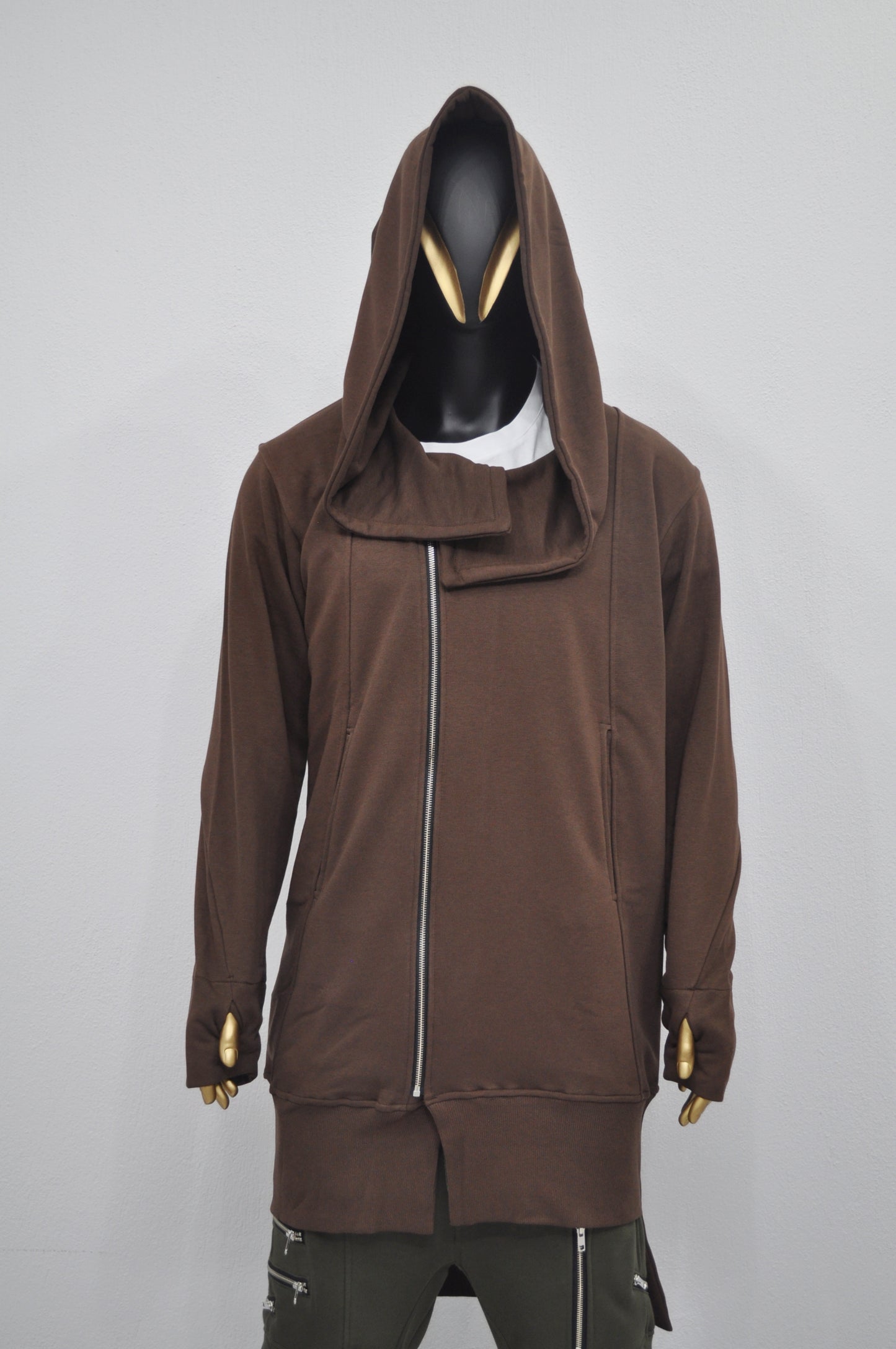 Overlong Ashashin Oversized Hood Long Sleeve Hoodie/ Cyber Goth Jacket, - Ofelya Boutique