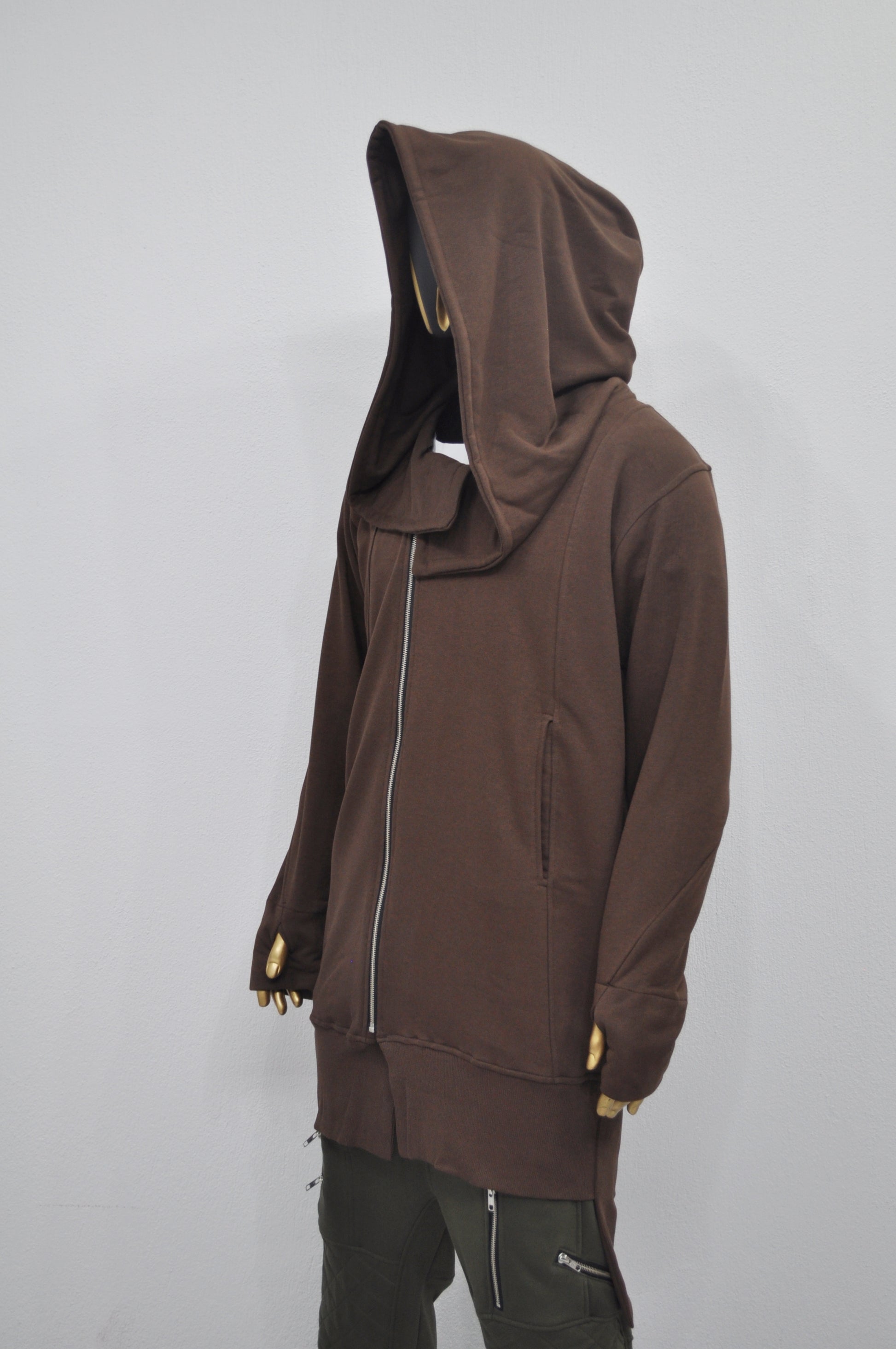 Overlong Ashashin Oversized Hood Long Sleeve Hoodie/ Cyber Goth Jacket, - Ofelya Boutique