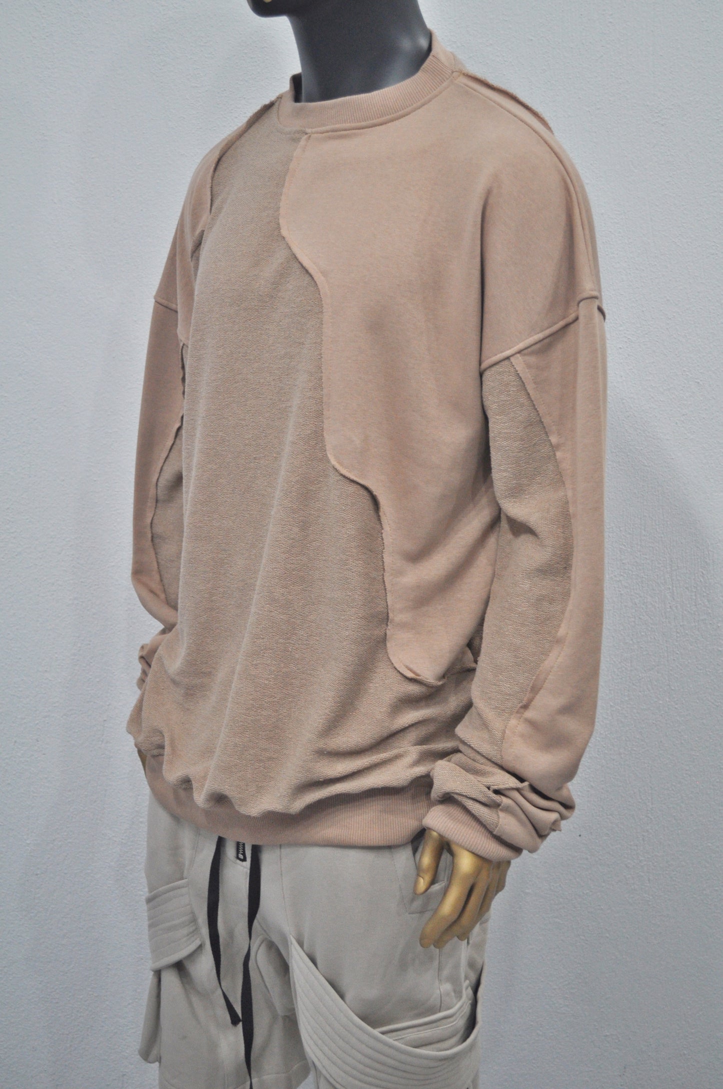 Oversize Panel Construction Reversed Hoodie, Essential Pullover -BB0182