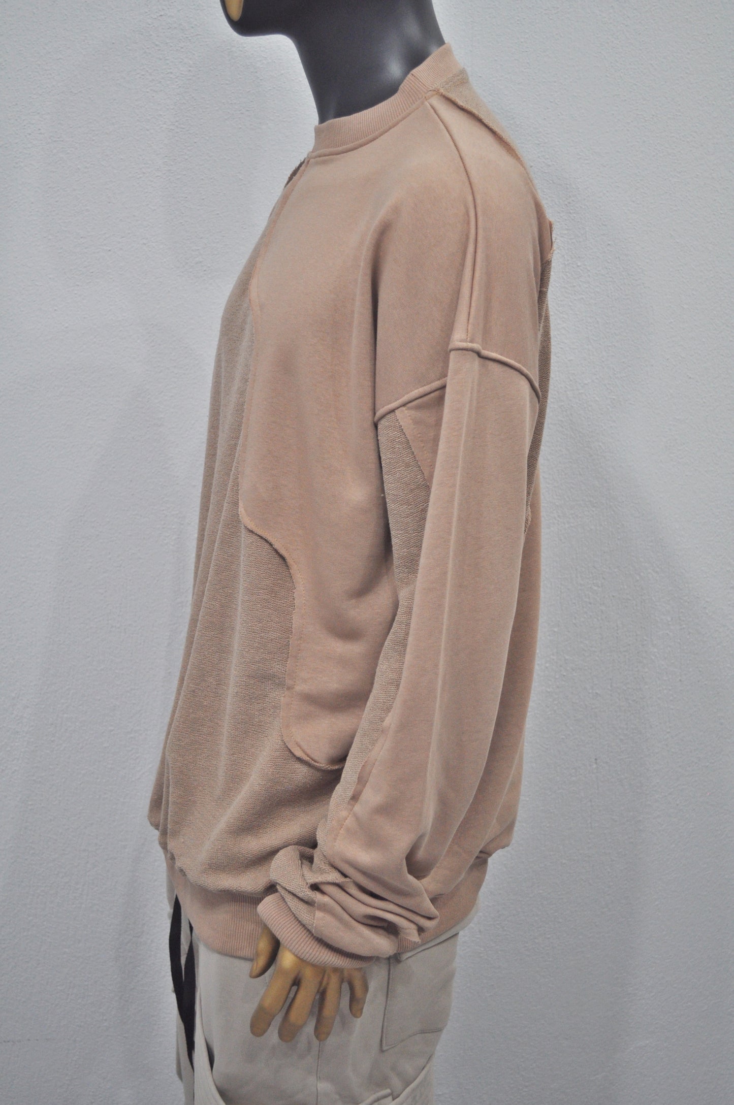 Oversize Panel Construction Reversed Hoodie, Essential Pullover -BB0182