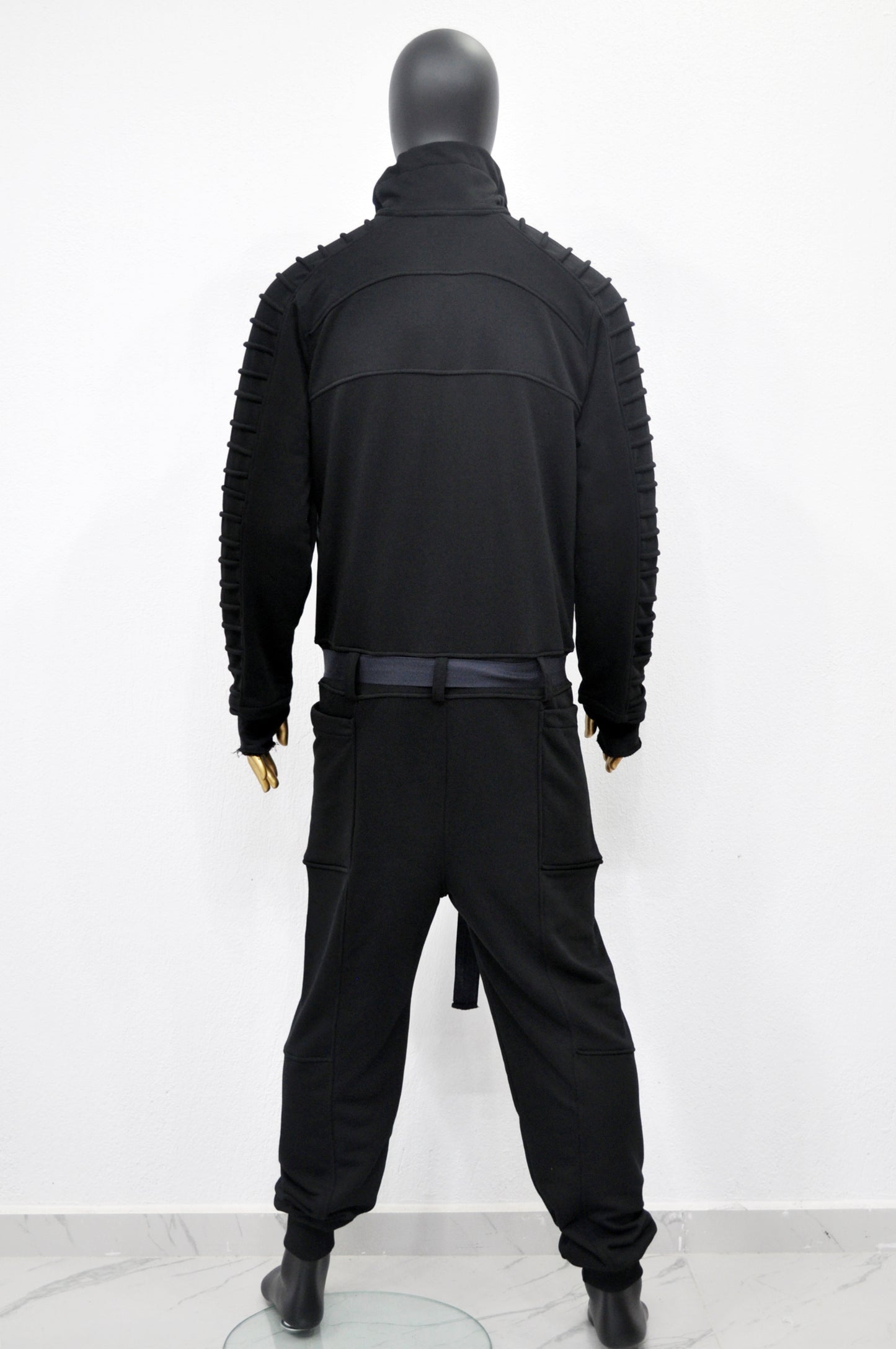 Men's Black Overall Jumpsuit,Flight Suit,Cyberpunk/Futuristic Jacket-BB0155