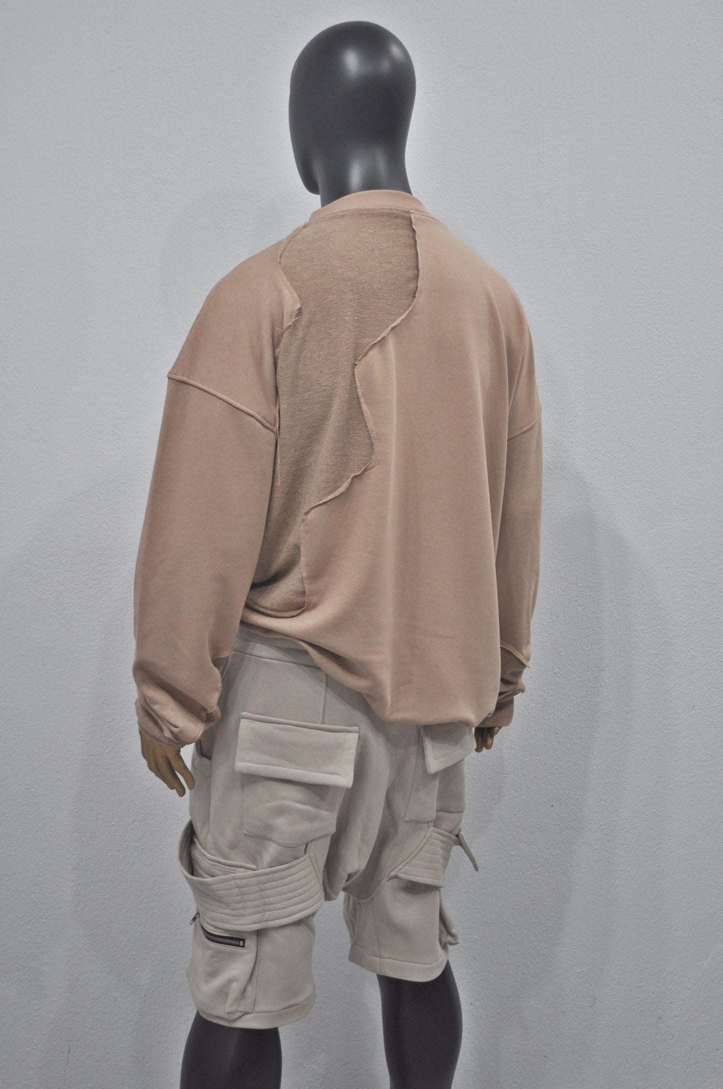 Oversize Panel Construction Reversed Hoodie, Essential Pullover -BB0182