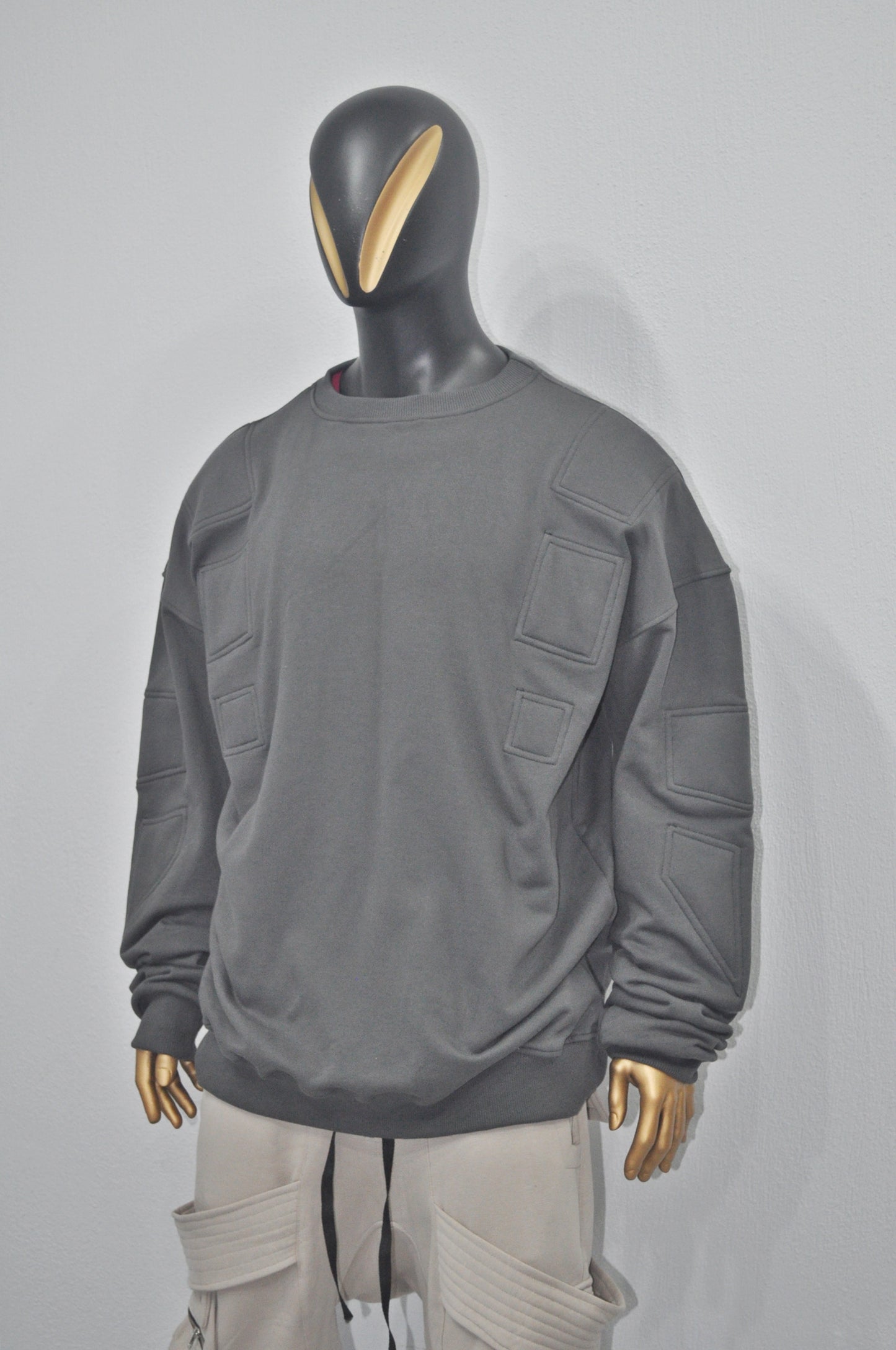 Men Winter niche Embroidery Washed Look Crew Neck Sweatshirt Top-BB0183