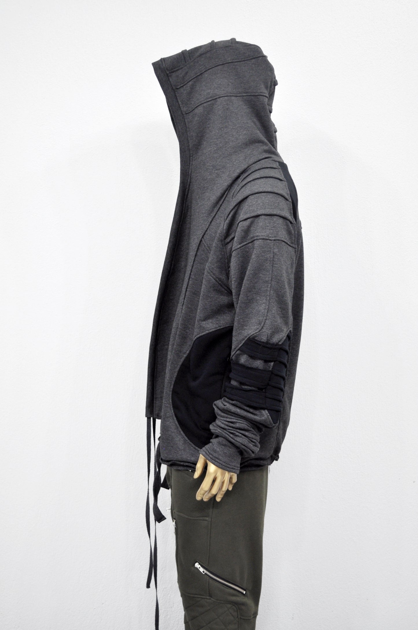 XS-8XL Washed Look Distressed Scarf Oversize Hood,High Neck Pullover-BB0157