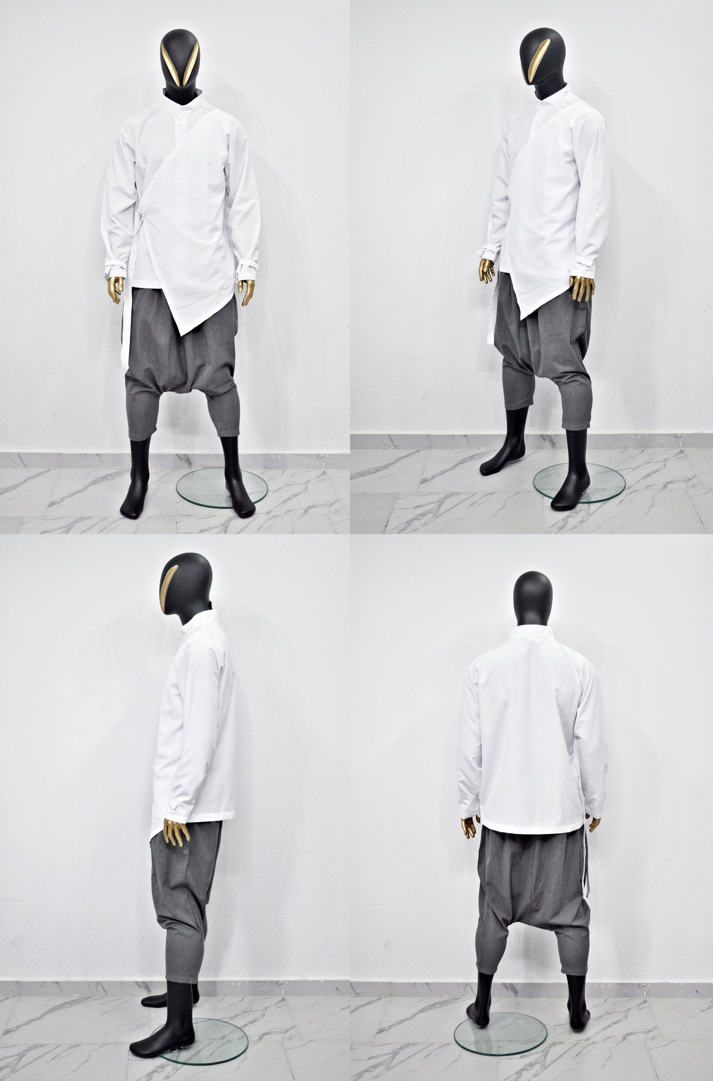 XS - 8XL Men's Kimono Shirt,Streetwear Harem Wrap Top,Asymmetrical -BB864