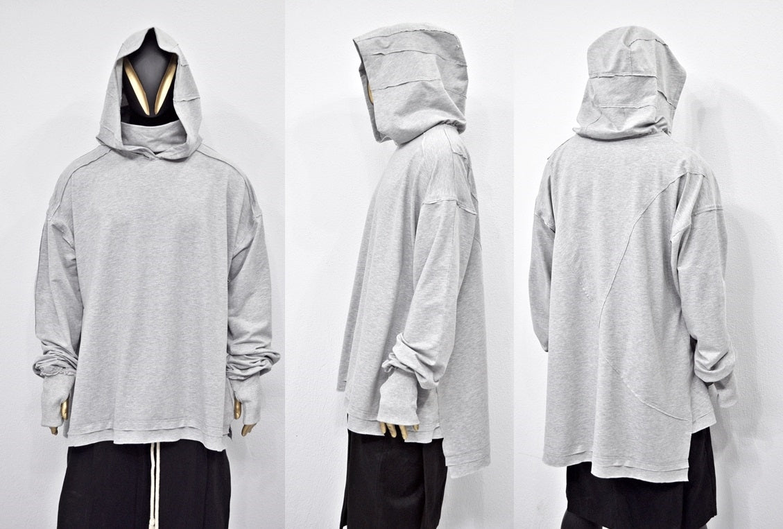 XS-8XL Men's Distressed Structured Hooded Turtleneck Sweatshirt-BB0159