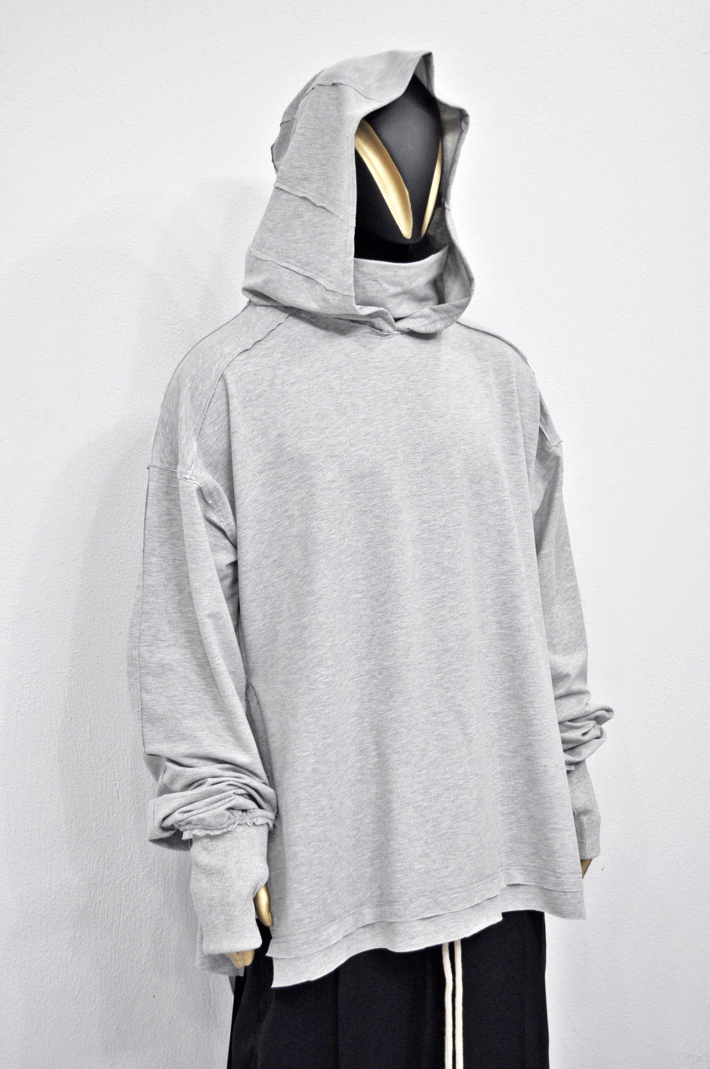 XS-8XL Men's Distressed Structured Hooded Turtleneck Sweatshirt-BB0159