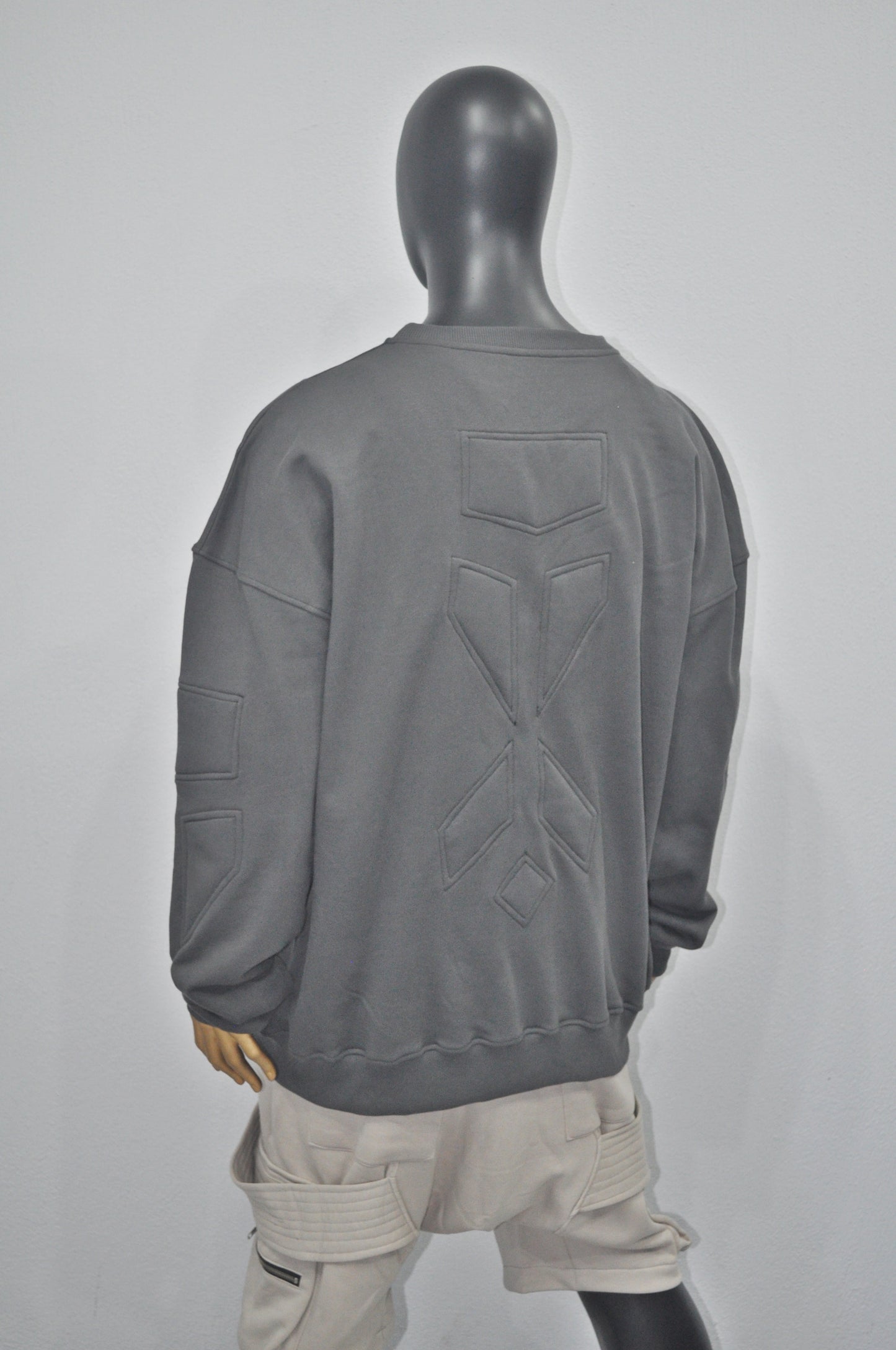 Men Winter niche Embroidery Washed Look Crew Neck Sweatshirt Top-BB0183