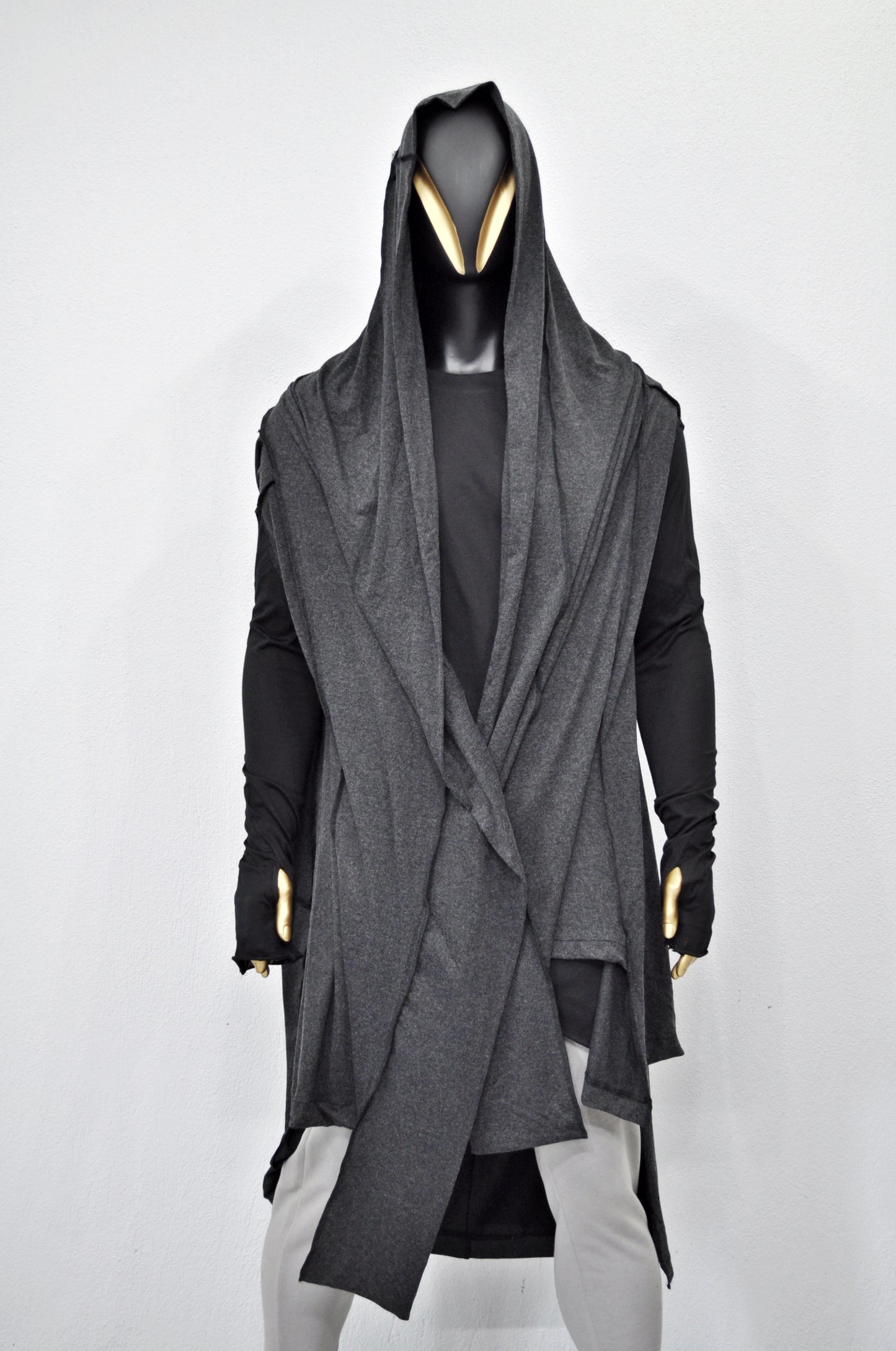 OverLong Poncho Cardigan,Japanese Oversized Sleeveless Kimono Wrap Shawl Shirt