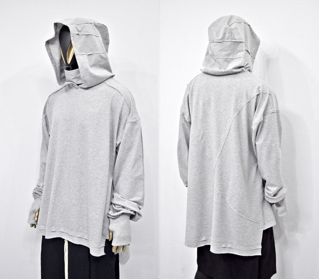 XS-8XL Men's Distressed Structured Hooded Turtleneck Sweatshirt-BB0159
