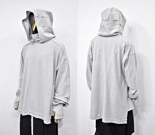XS-8XL Men's Distressed Structured Hooded Turtleneck Sweatshirt-BB0159