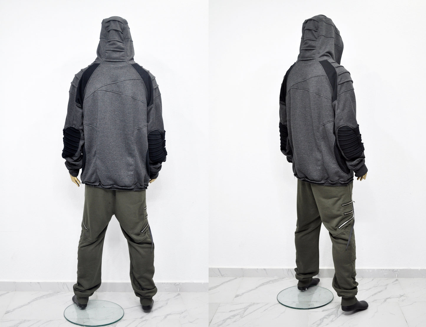 XS-8XL Washed Look Distressed Scarf Oversize Hood,High Neck Pullover-BB0157