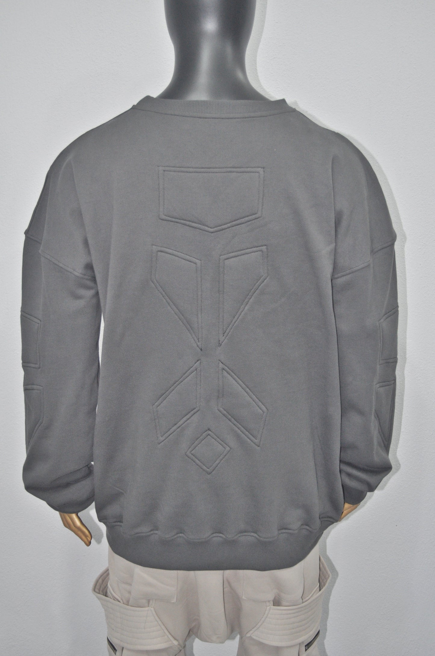 Men Winter niche Embroidery Washed Look Crew Neck Sweatshirt Top-BB0183