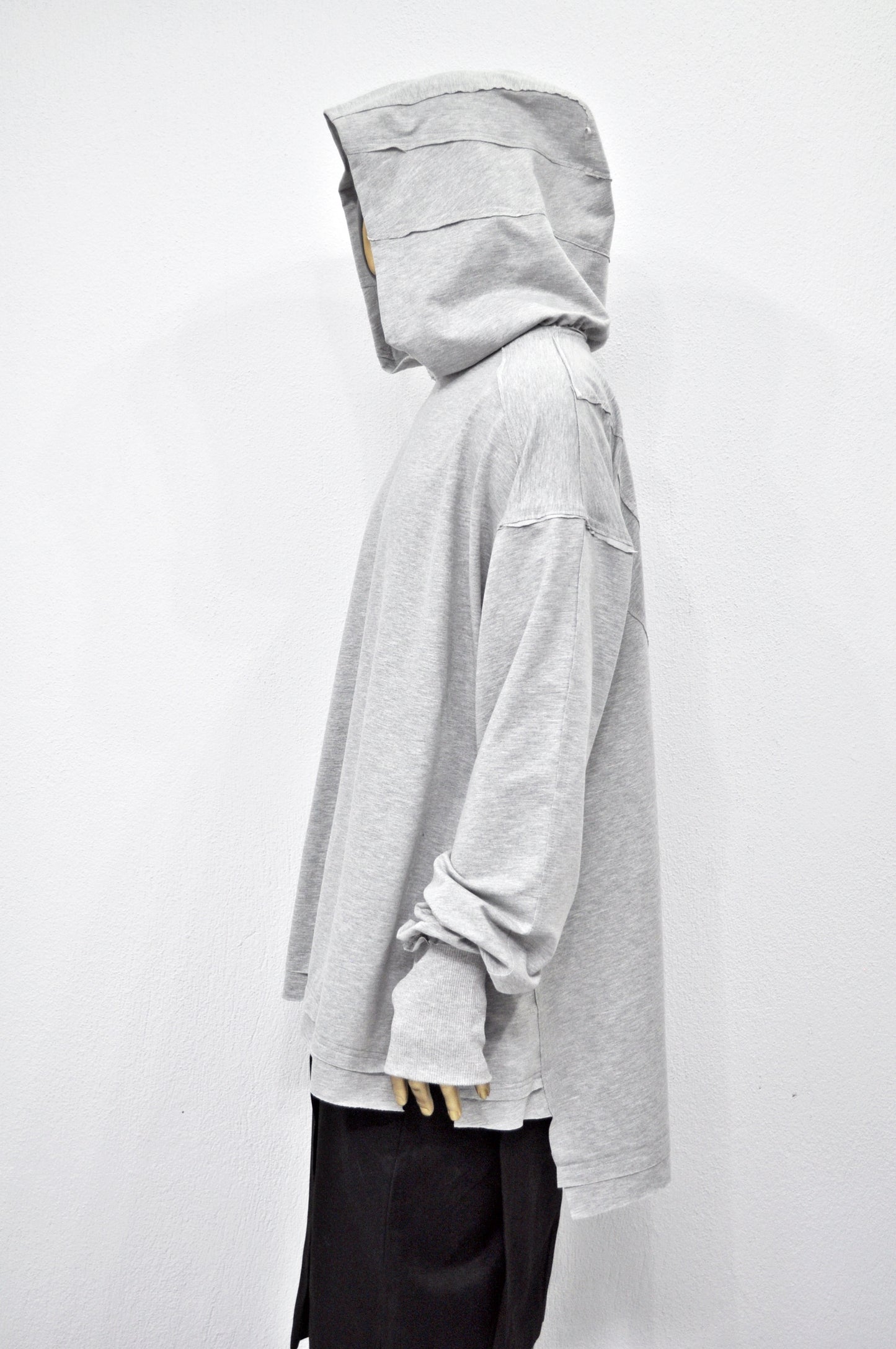 XS-8XL Men's Distressed Structured Hooded Turtleneck Sweatshirt-BB0159