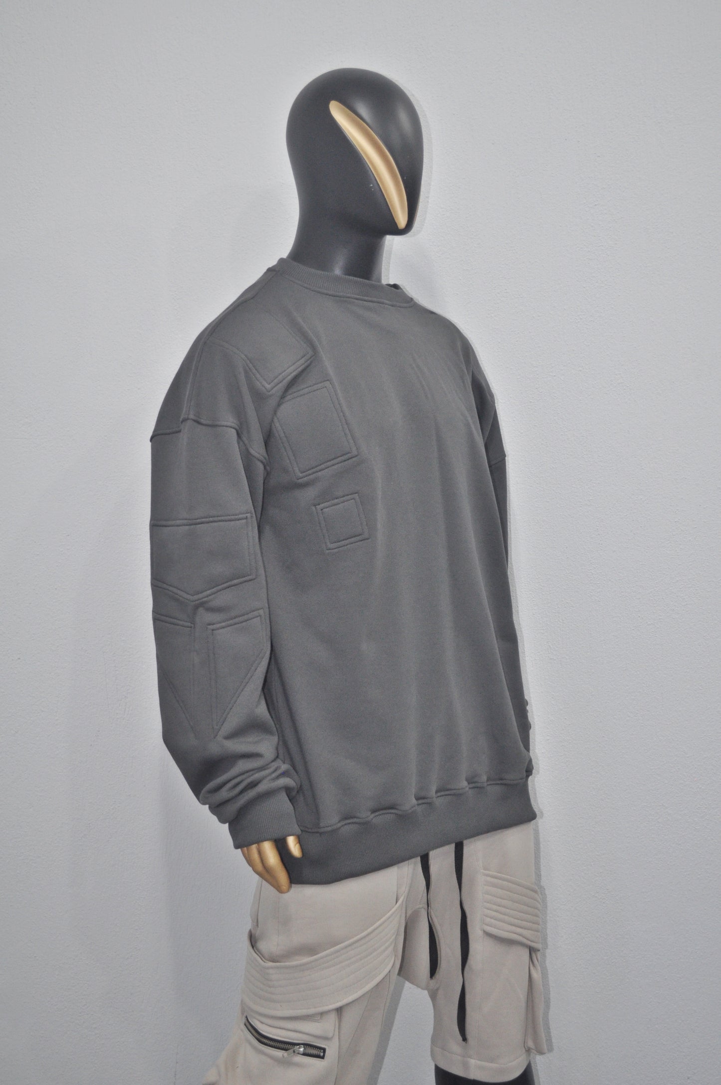 Men Winter niche Embroidery Washed Look Crew Neck Sweatshirt Top-BB0183
