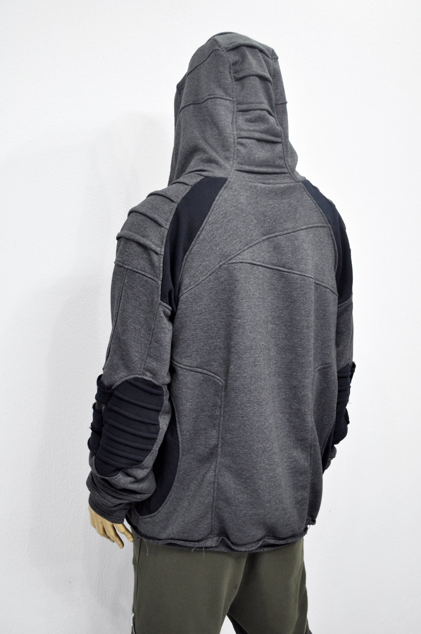 XS-8XL Washed Look Distressed Scarf Oversize Hood,High Neck Pullover-BB0157