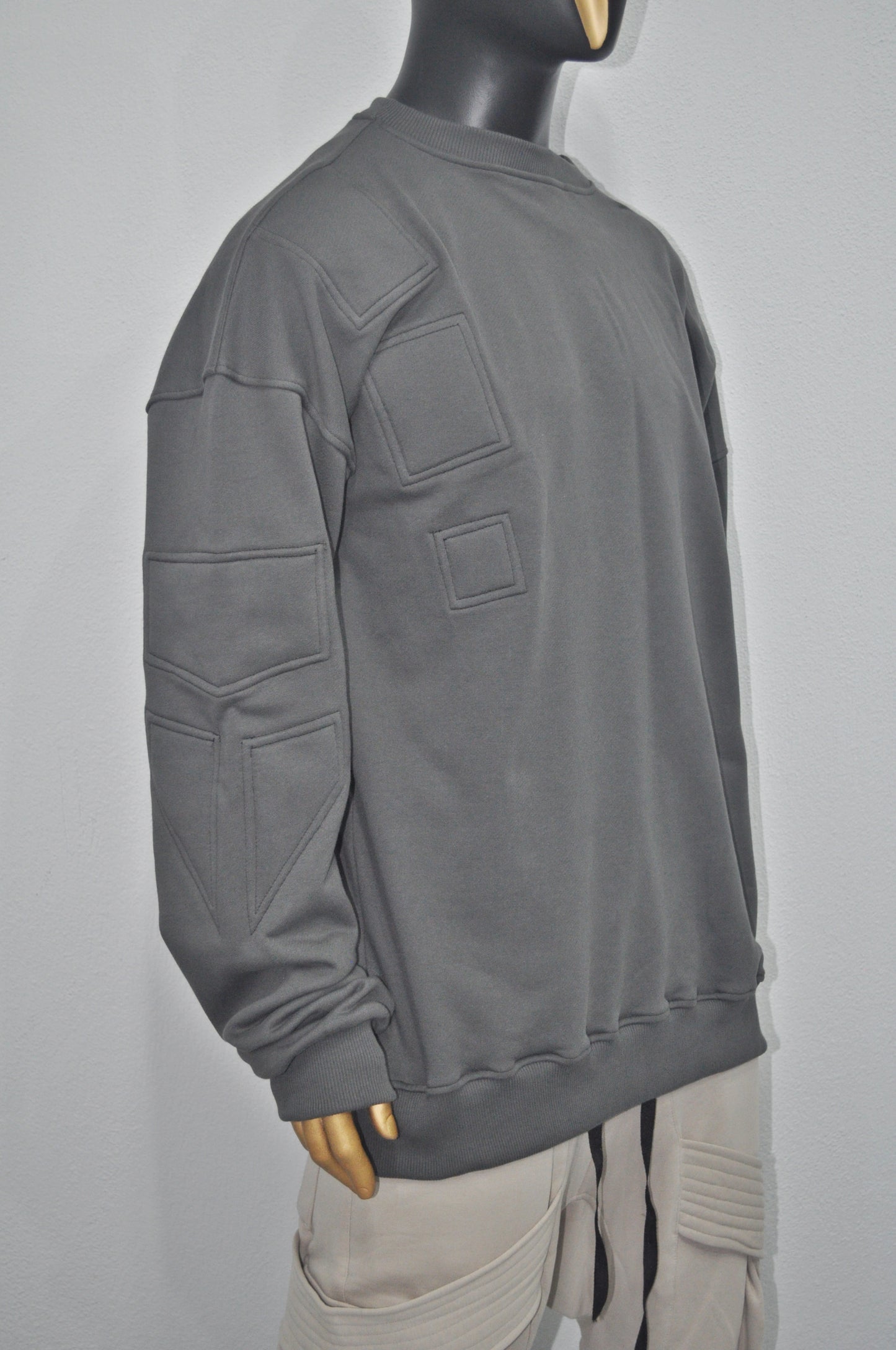 Men Winter niche Embroidery Washed Look Crew Neck Sweatshirt Top-BB0183