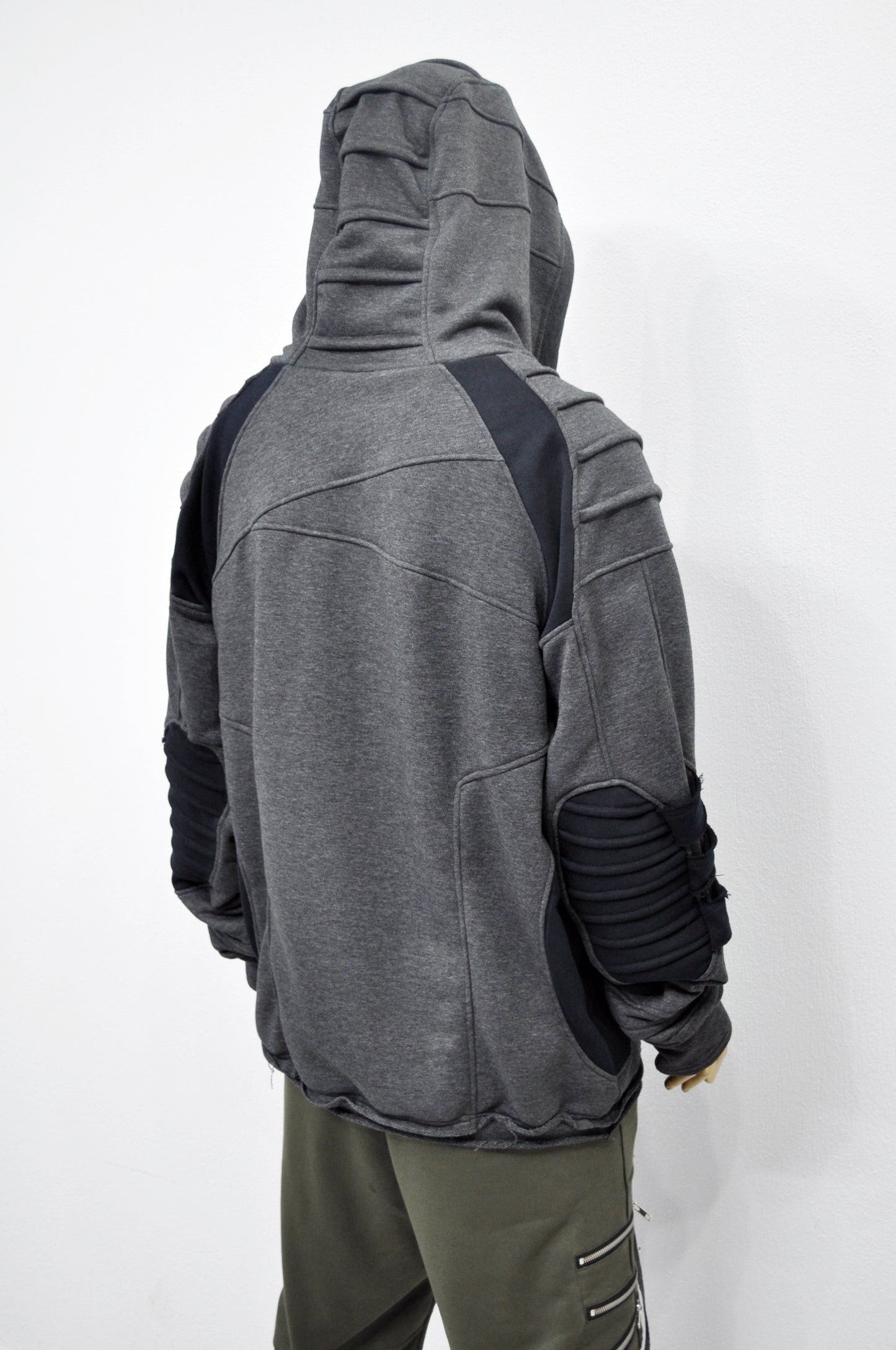 XS-8XL Washed Look Distressed Scarf Oversize Hood,High Neck Pullover-BB0157