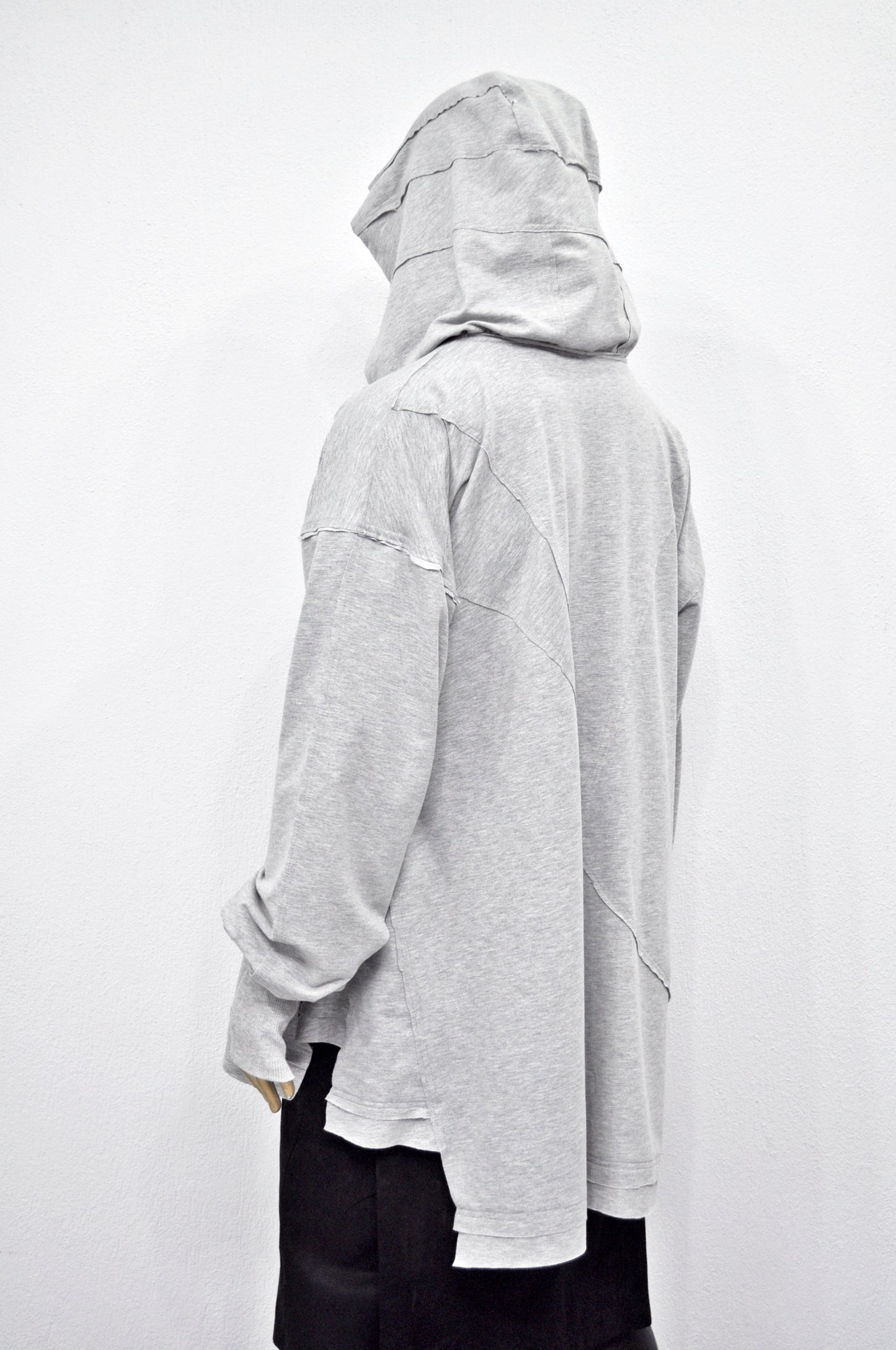 XS-8XL Men's Distressed Structured Hooded Turtleneck Sweatshirt-BB0159