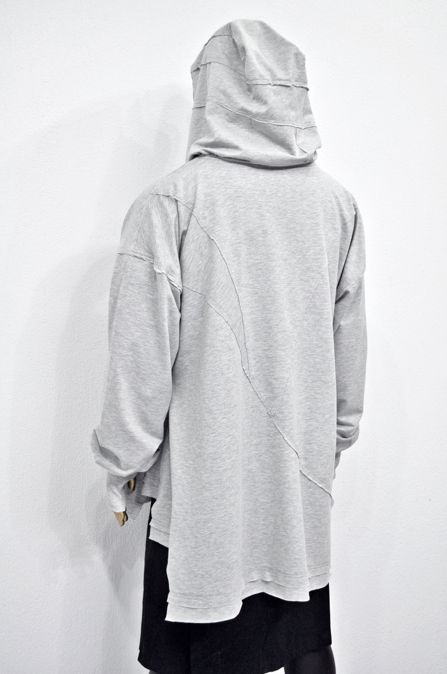XS-8XL Men's Distressed Structured Hooded Turtleneck Sweatshirt-BB0159
