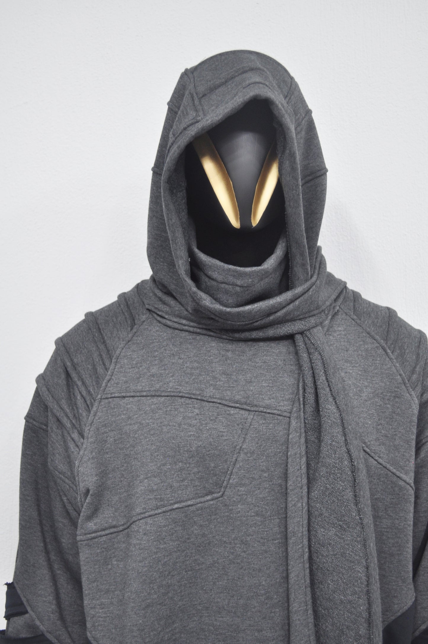 XS-8XL Washed Look Distressed Scarf Oversize Hood,High Neck Pullover-BB0157