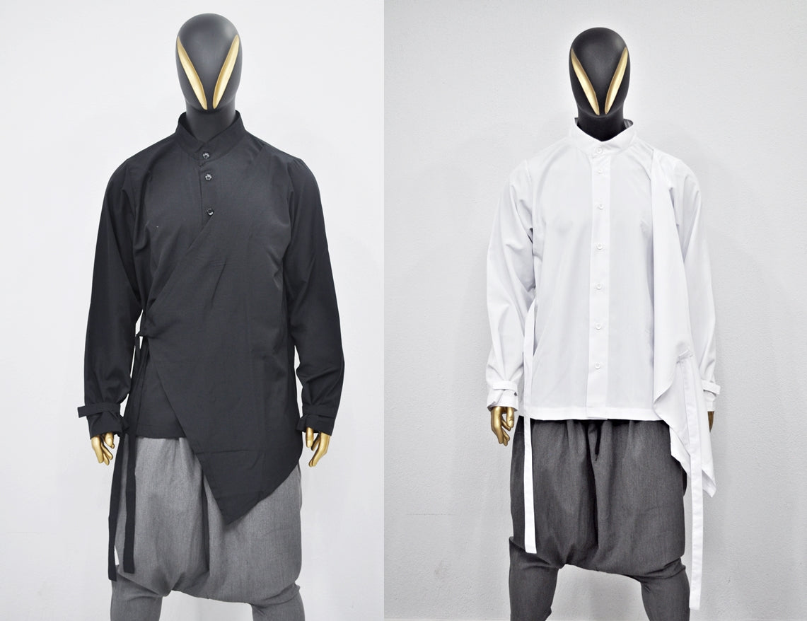 XS - 8XL Men's Kimono Shirt,Streetwear Harem Wrap Top,Asymmetrical -BB864