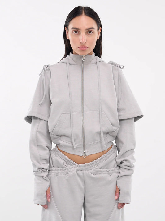 Long Sleeve Cropped Asymmetrical High Neck Hoodie