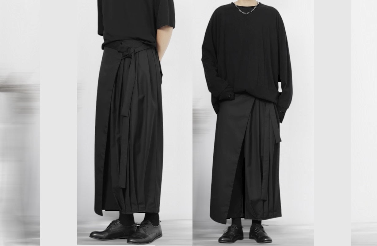 XS - 8XL Wrap Kilt Skirt Pant,Pleated A-line irregular Skirt,Relaxed- BB868
