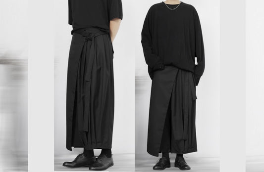 XS - 8XL Wrap Kilt Skirt Pant,Pleated A-line irregular Skirt,Relaxed- BB868