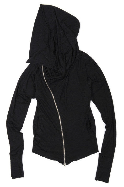 Asymmetric Zipup Hood Jacket Top T-Shirt Voth for men&women - Ofelya Boutique