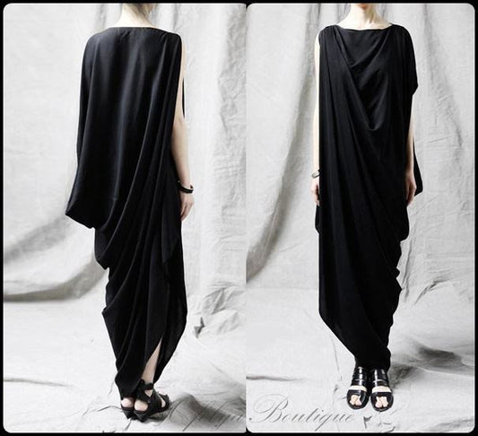 Original Viscose Copper Ammonia Ofelya Jersey Cotton Asymmetrical Oversized Long Tuic Top Jersey Kaftan Maxi Dress - Ofelya Boutique