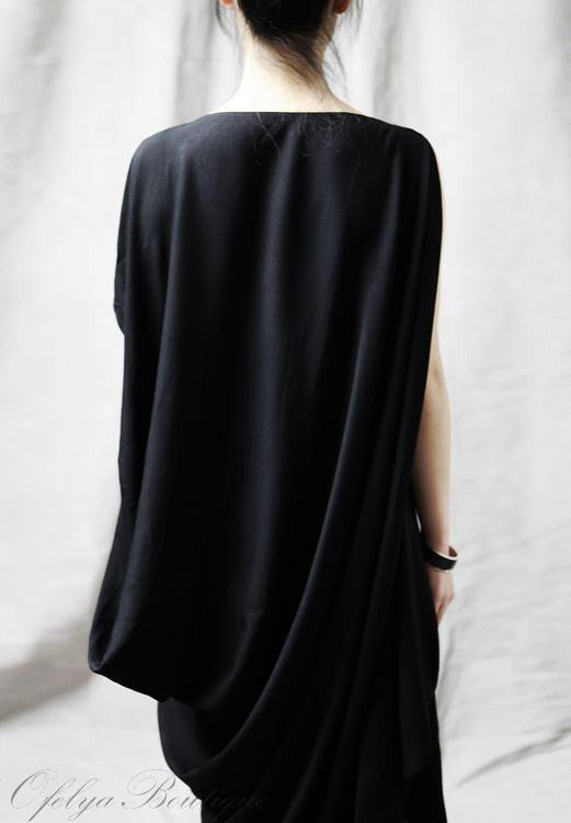 Original Viscose Copper Ammonia Ofelya Jersey Cotton Asymmetrical Oversized Long Tuic Top Jersey Kaftan Maxi Dress - Ofelya Boutique