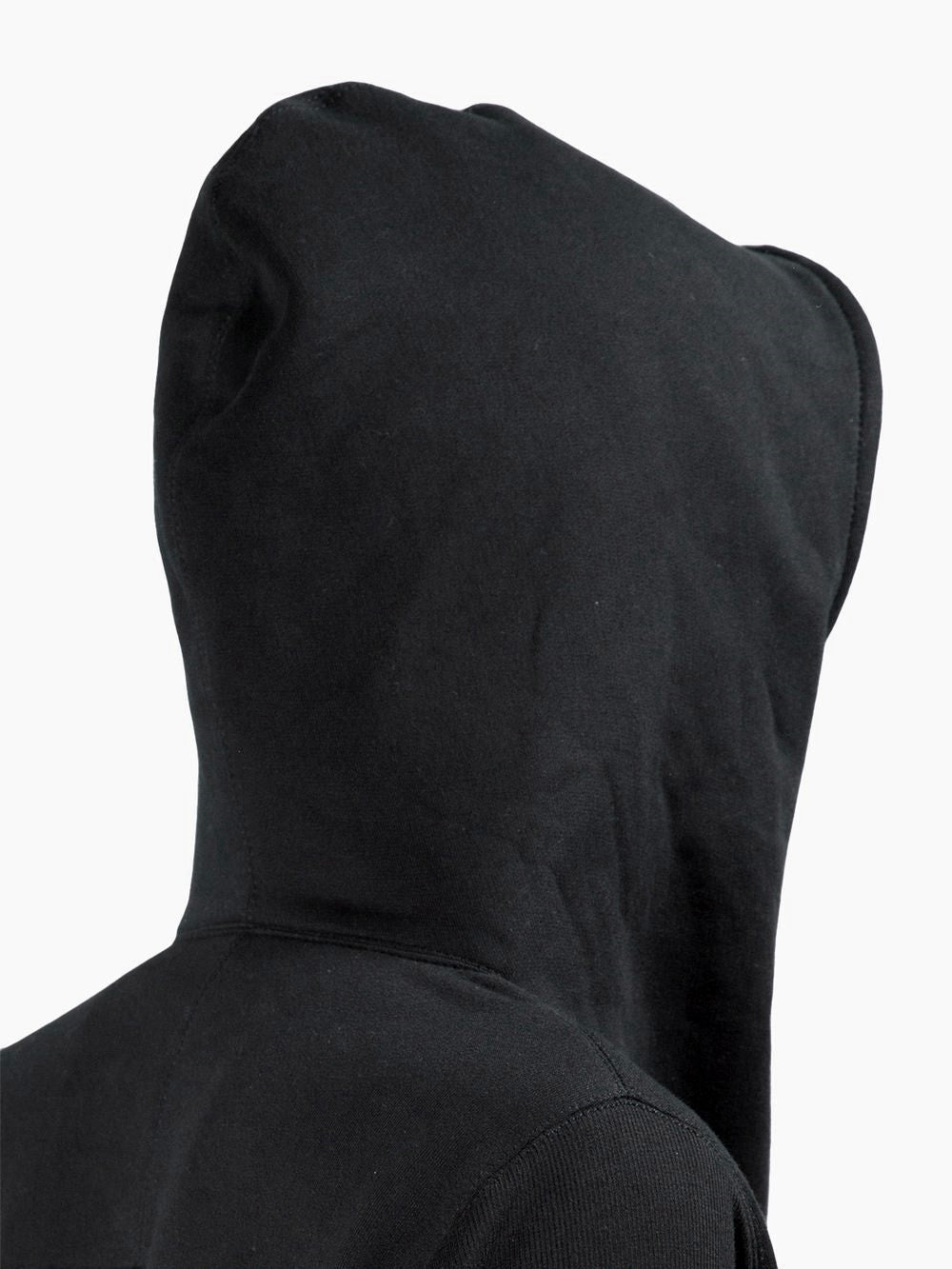 Black Assimetric Zip Collar Comb / Fleece Hood Sweatshirt Hoodie Dark - Ofelya Boutique