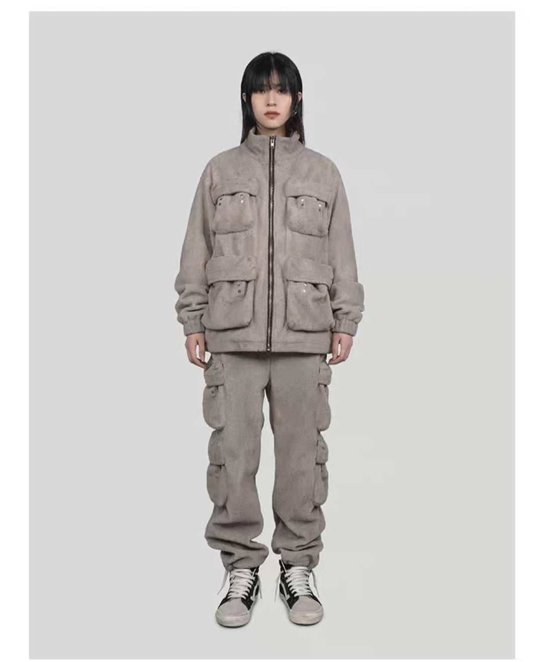 2077 Mens Winter Soft Casual Streetwear Loose POCKETS Trousers Kanye Bottom Zipper Trouser-BB298