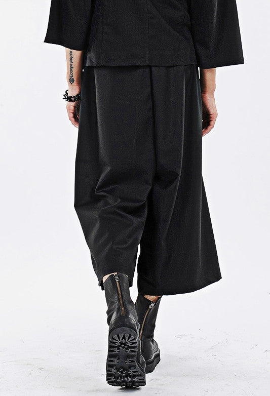 Mens Sarrouel Japanese Wide Leg Trouser Yoga Pant - Ofelya Boutique