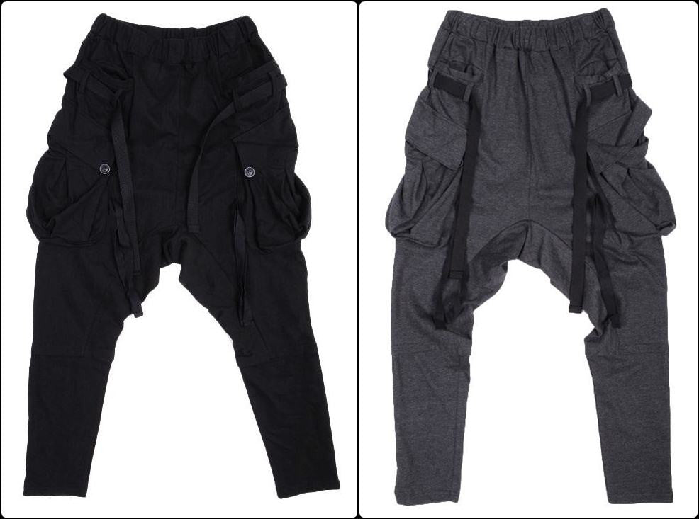 Webbing Drop Crotch Multi Strap Cargo Jersey Harem Pants Streetwear - Ofelya Boutique