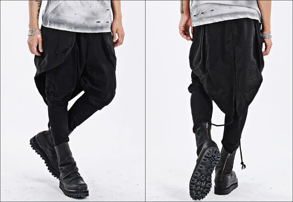 Bohemian Kilt Layered Drop Crotch Ribbed Legging Layered Shorts Pants - Ofelya Boutique