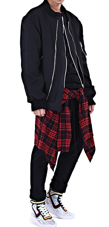Dark Skirt Flannel Layer Men's Loose Casual Drop Crotch Harem Pants - Ofelya Boutique