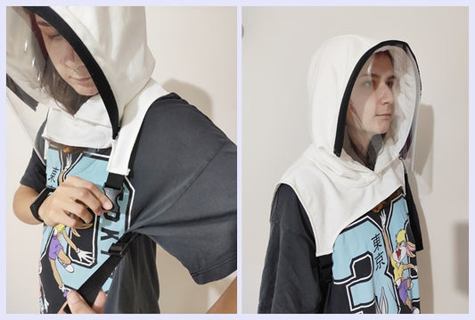Handmade Mask / Half Zipped Polycarbonate Hood Shield , Face protective Shield