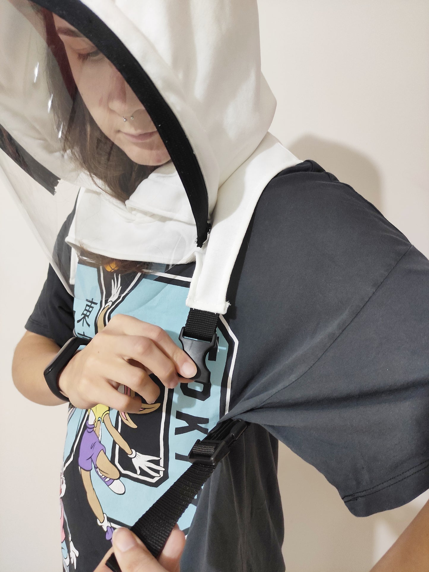 Handmade Mask / Half Zipped Polycarbonate Hood Shield , Face protective Shield