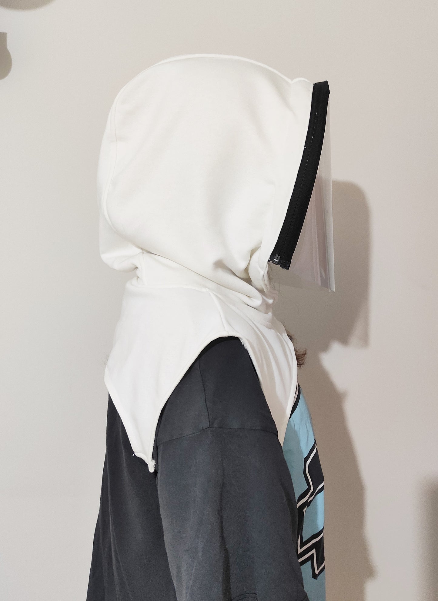 Handmade Mask / Half Zipped Polycarbonate Hood Shield , Face protective Shield