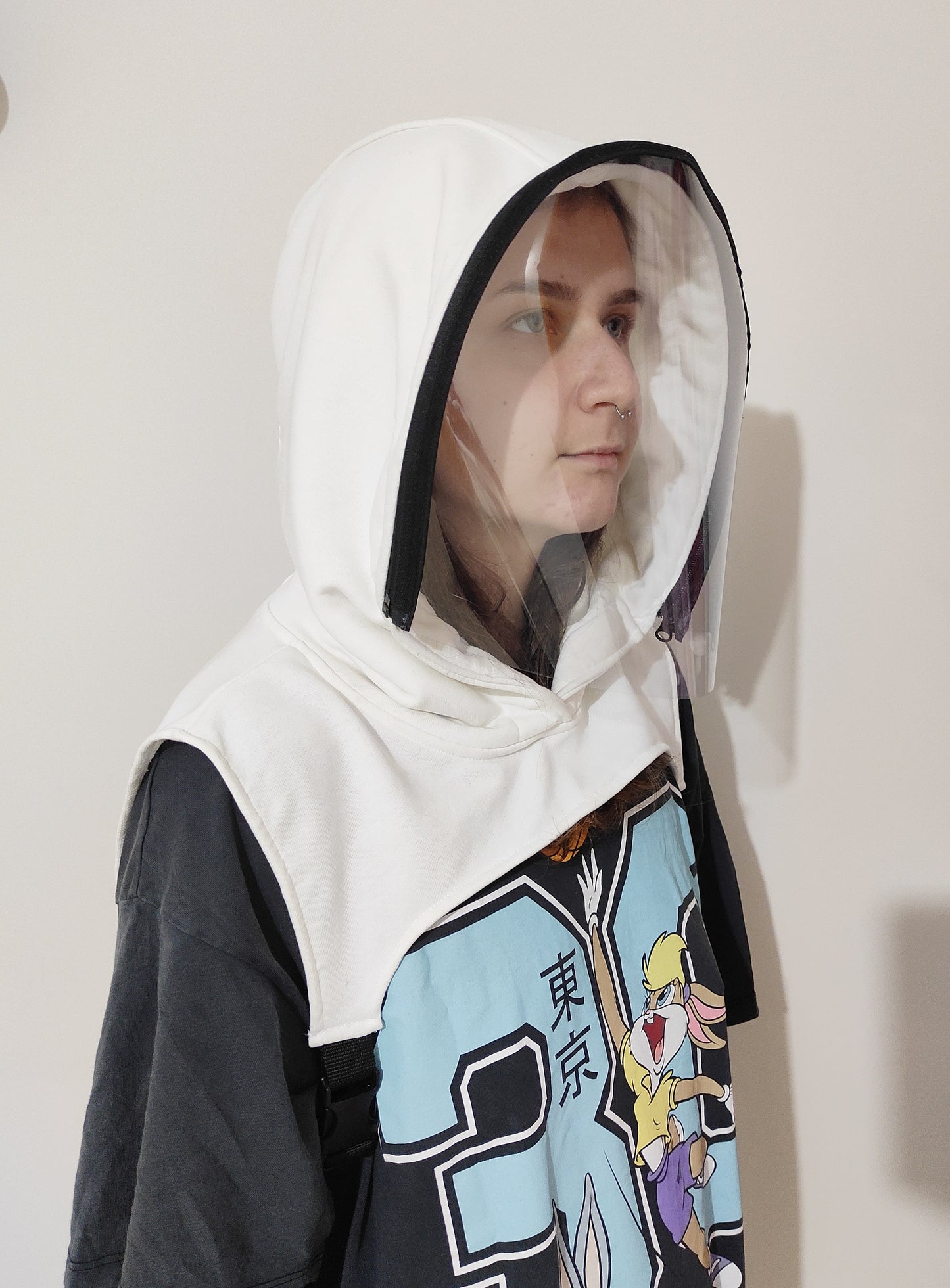 Handmade Mask / Half Zipped Polycarbonate Hood Shield , Face protective Shield