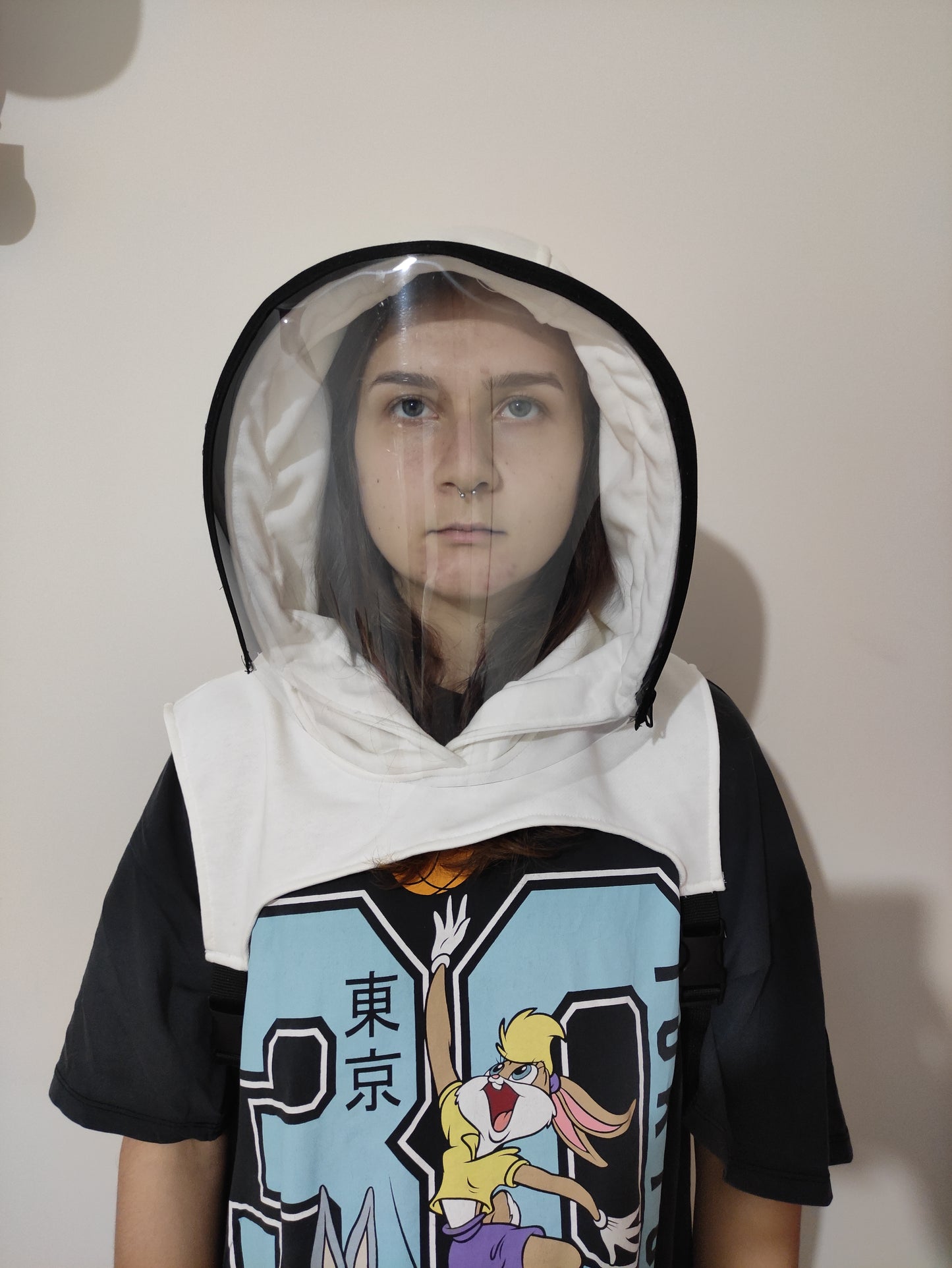 Handmade Mask / Half Zipped Polycarbonate Hood Shield , Face protective Shield