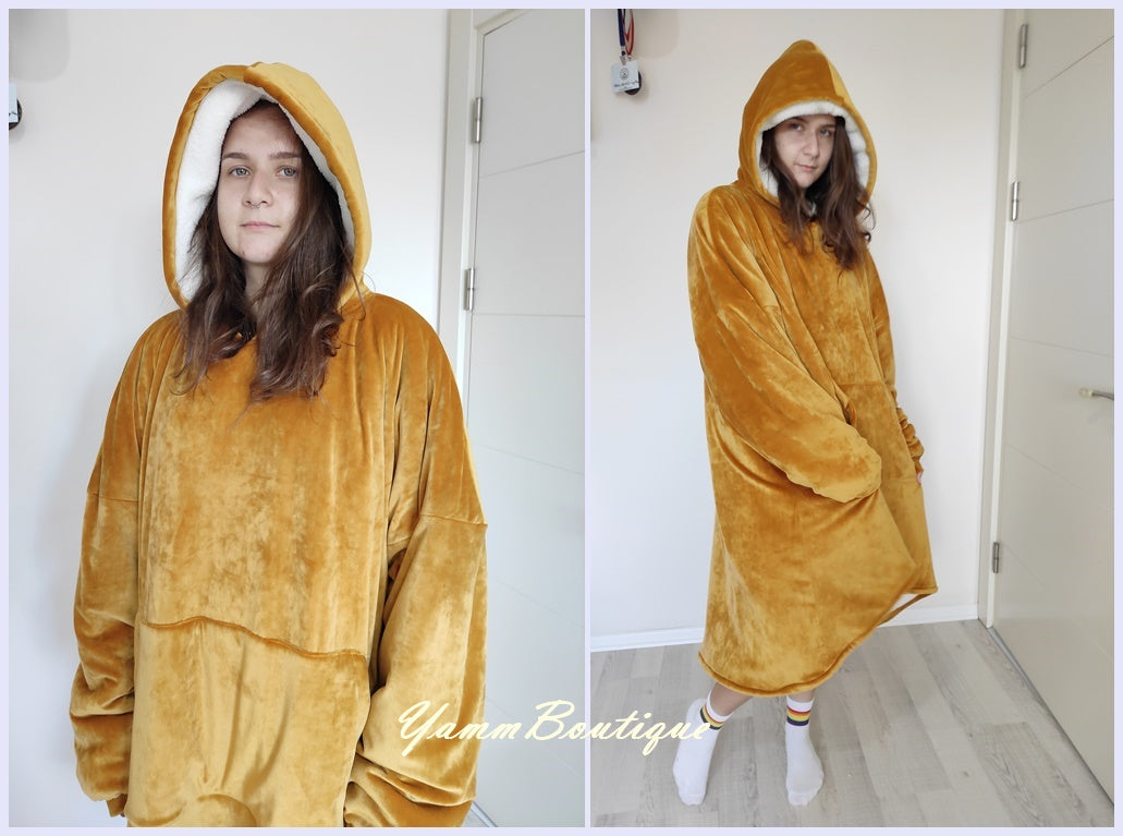 Winter Warm Hoodie Blanket Pocket Big Soft Robe Bathrobe Pullover