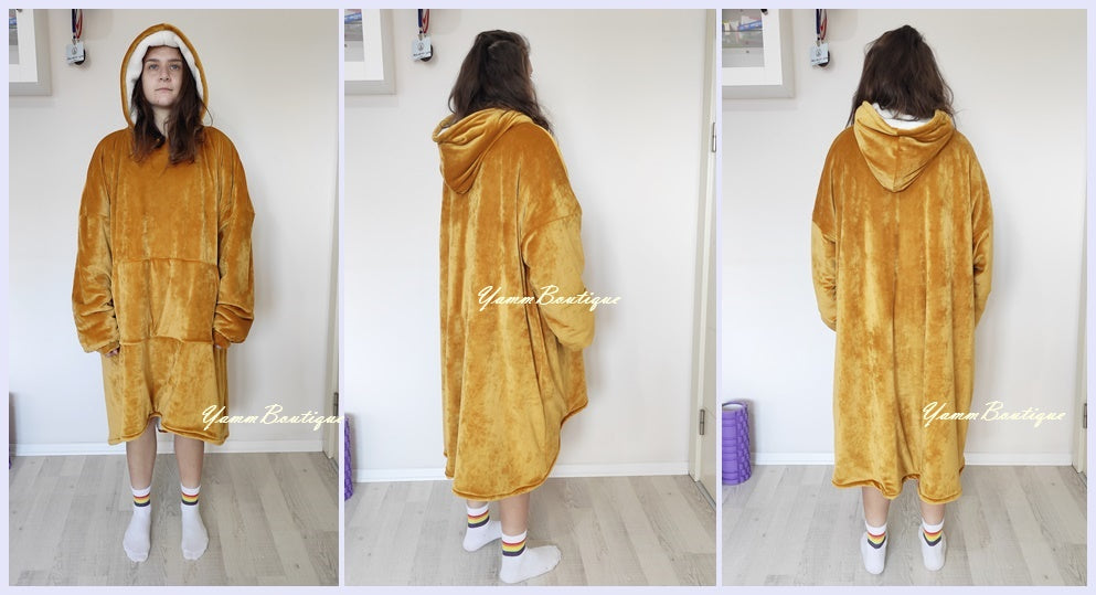 Winter Warm Hoodie Blanket Pocket Big Soft Robe Bathrobe Pullover