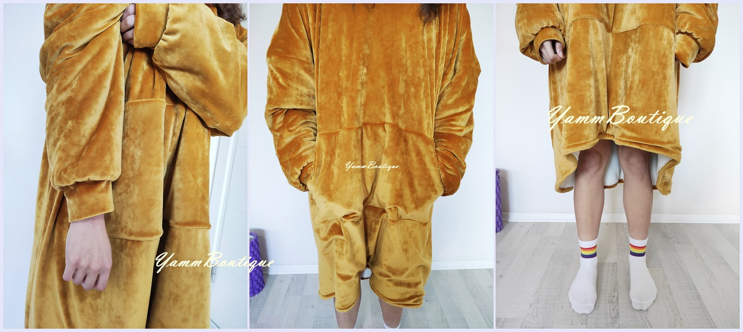 Winter Warm Hoodie Blanket Pocket Big Soft Robe Bathrobe Pullover